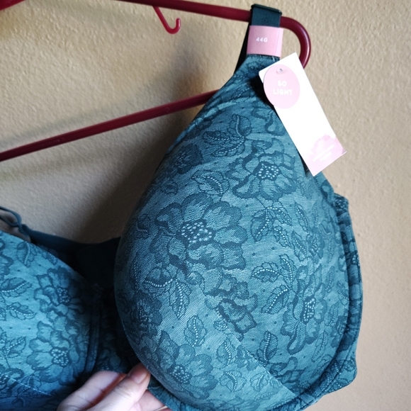 Cacique Women's NWT Green Lace Print Lightly Lined T-shirt Bra Sz 44G Smoothing - Picture 3 of 8